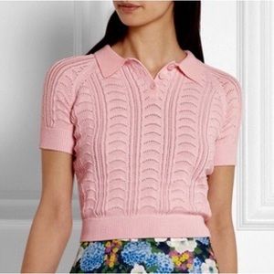 Carven pink pointelle polo, size XS